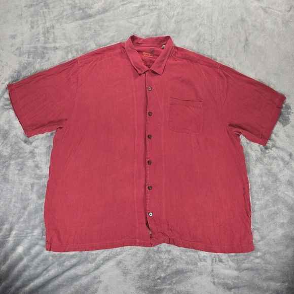 Tommy Bahama Catalina Twill Camp Shirt Mens 3XB Wine Silk Hawaiian Resort Casual - Picture 2 of 8
